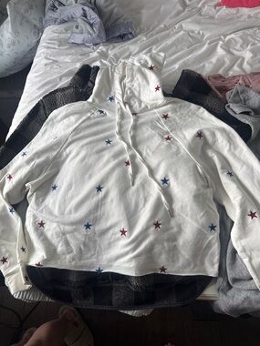 White Star Print Hoodie